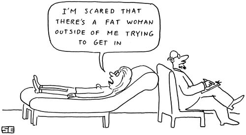 'I'm scared that there's a fat woman outside of me trying to get in.'