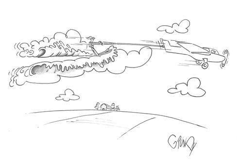 Extreme skier flies through cloud.