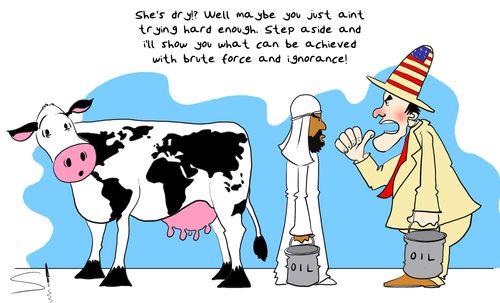 'She's dry? Well maybe you just ain't trying hard enough. Step aside and I'll show you what can be achieved with brute force and ignorance!'