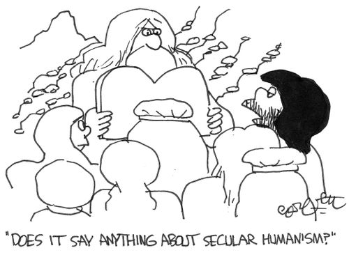 'Does it say anything about secular humanism'