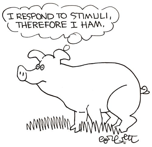 'I respond to stimuli, therefore I ham.'