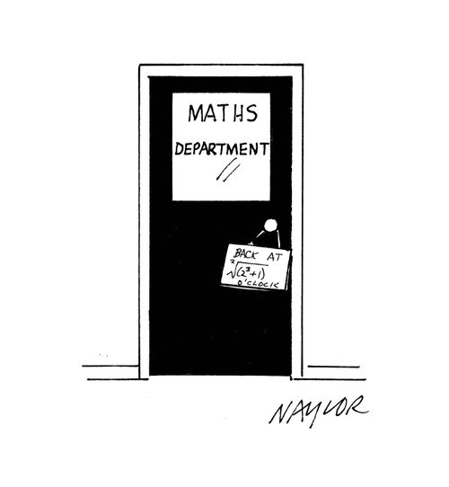 Maths Department with sum on door sign.