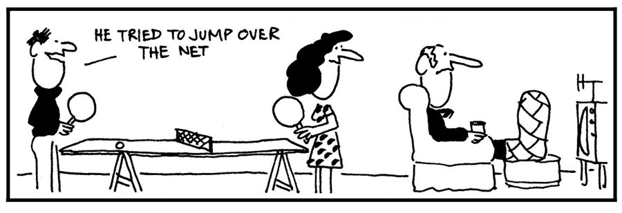 'He tried to jump over the net.'