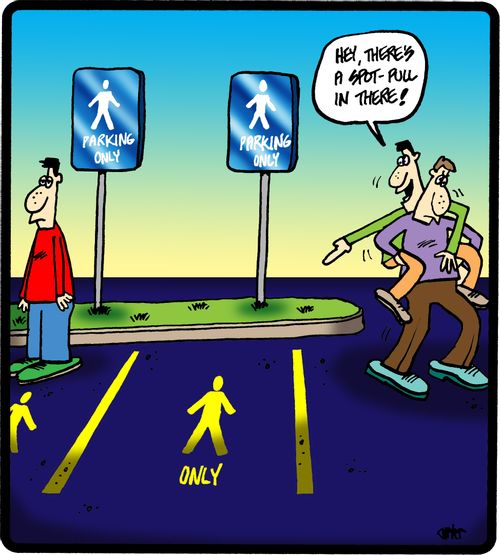 'Hey, there's a spot - pull in there!'