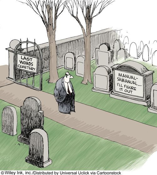 Last Words Cemetery: Manual Shmanual. . . I'll figure it out.