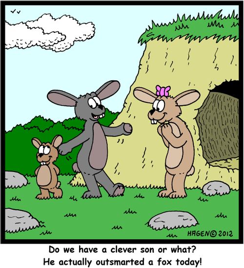 'Do we have a clever son or what? He actually outsmarted a fox today!'