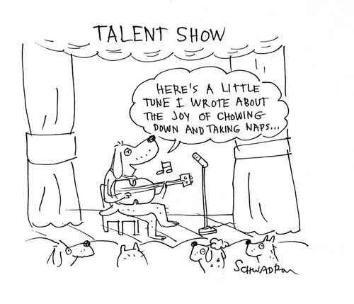 'Here's a little tune I wrote about the job of chowing down and taking naps...'