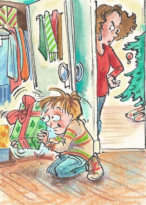 Checking the closet.