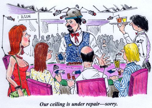 'Our ceiling is under repair--sorry.'