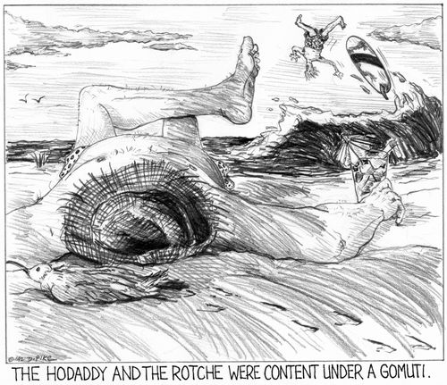 'The hodaddy and the rotche were content under a gomuti.'