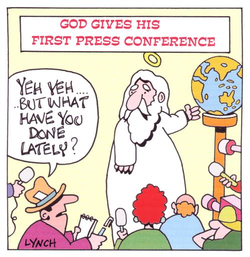 God Gives His First Press Conference