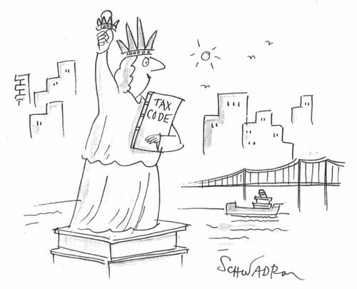 Statue of Liberty with tax codes