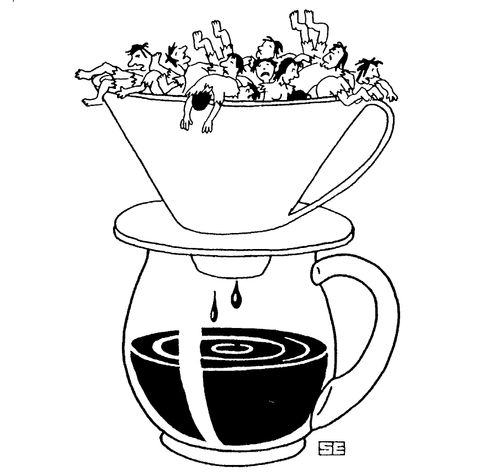 Third World making filter coffee.