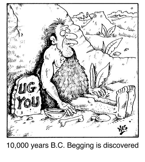 10,000 years BC, Begging is discovered