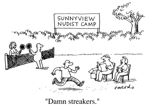 Sunnyview nudist camp - "Damn streakers!"