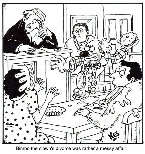 Bimbo the clown's divorce was a rather messy affair.