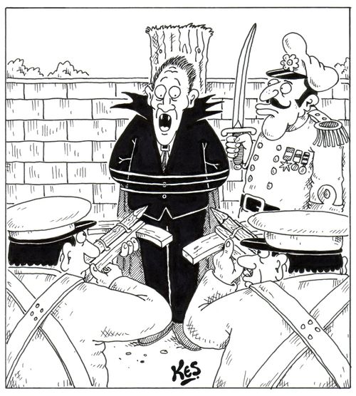 Dracula faces firing squad.