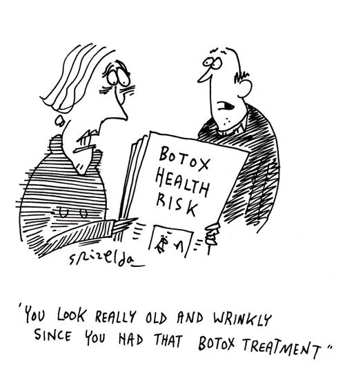 Woman worrying about Botox health risk article - Husband says 'You look really old and wrinkly since you had that botox treatment'