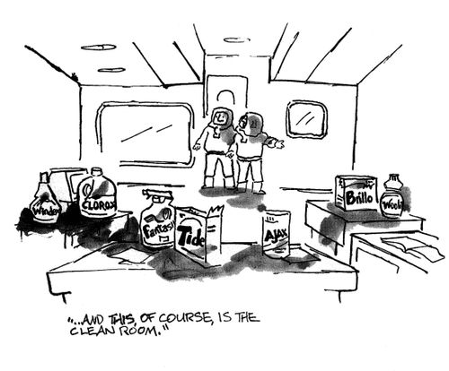 'And this, of course, is the clean room.'