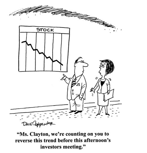 'Ms. Clayton, we're counting on you to reverse this trend...'