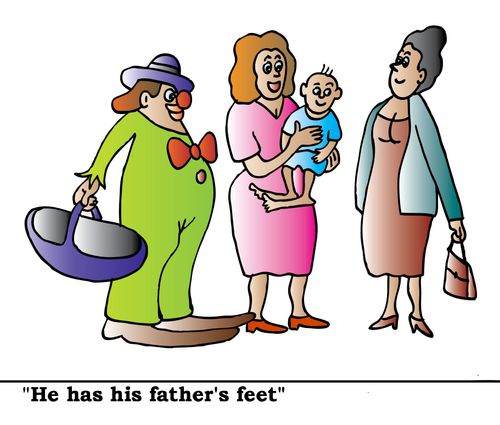 'He has his father's feet.'