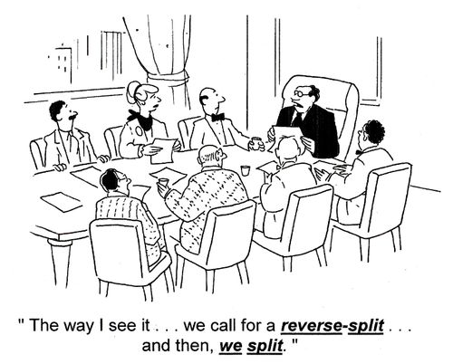 'The way I see it... we call for a reverse split... and then, we split.'