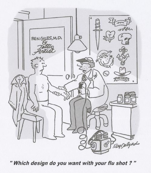 'Which design do you want with your flu shot?'
