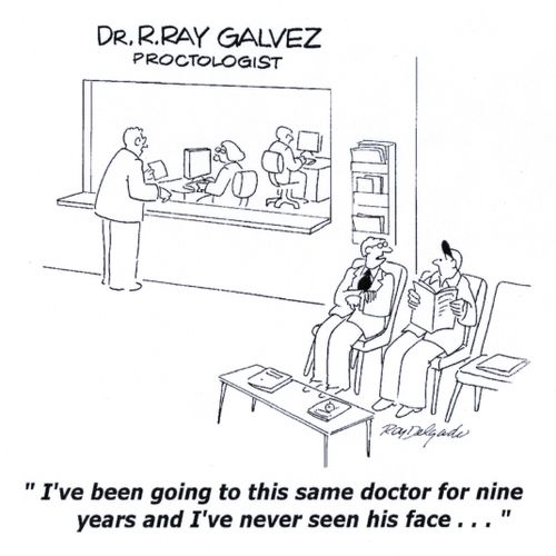 'I've been going to this same doctor for nine years and I've never seen his face...'