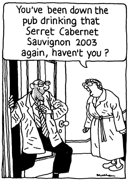 'You've been down the pub drinking that Serret Cabernet Sauvignon 2003 again, haven't you?'