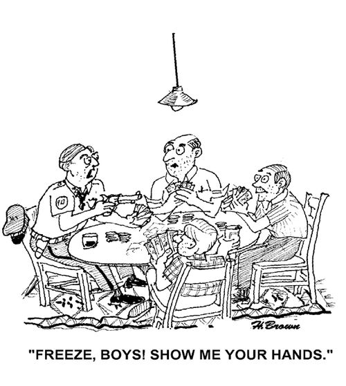 'Freeze, boys! Show me your hands.'