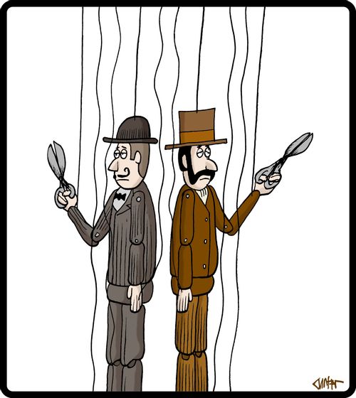 Dueling marionettes.