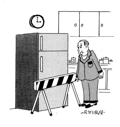 Safety barrier in front of refrigerator.