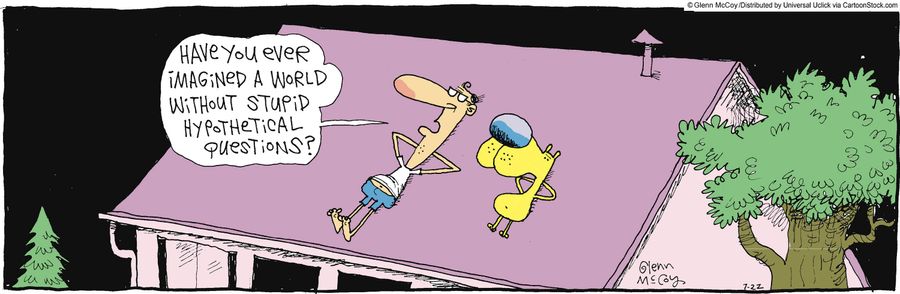 'Have you ever imagined a world without stupid hypothetical questions?'
