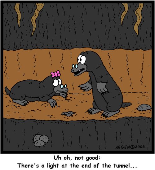 'Uh oh, not good: There's a light at the end of the tunnel...'