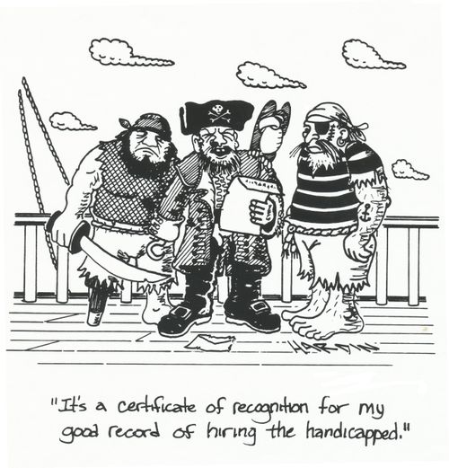 'It's a certificate of recognition for my good record of hiring the handicapped.'