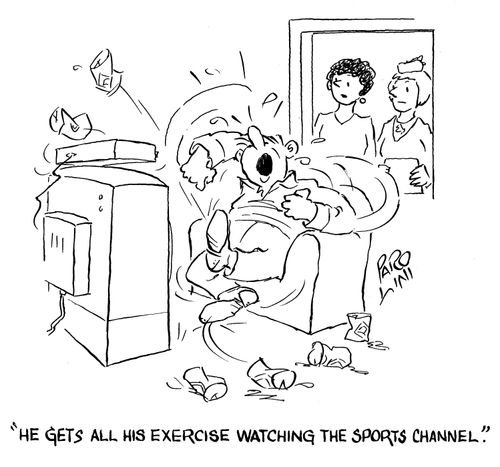 'He gets all his exercise watching the sports channel.'
