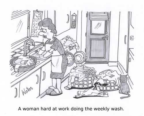 A woman hard at work doing the weekly wash.