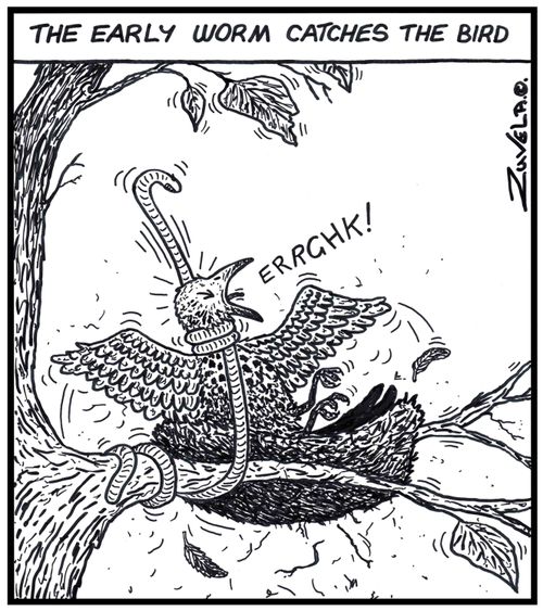 The early worm catches the bird.