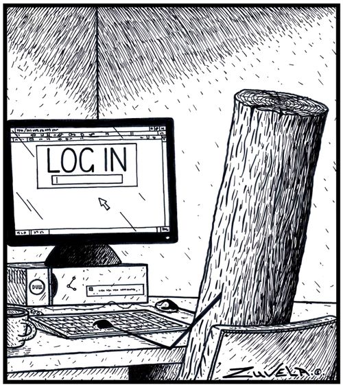 A timber Log about to Login on his computer
