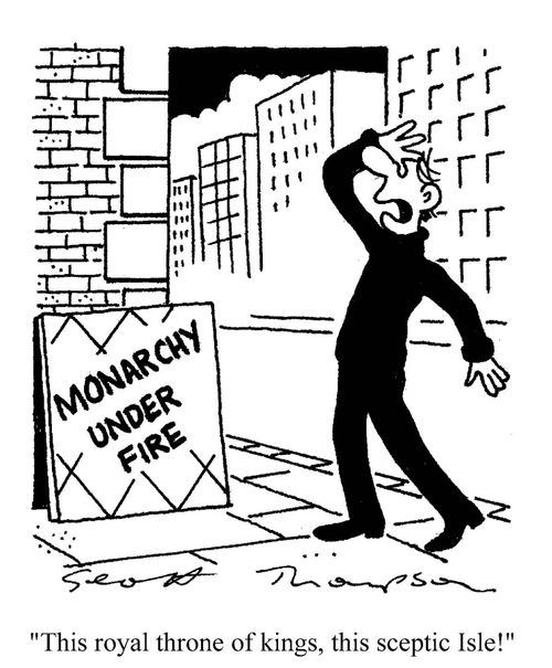 'Monarchy under fire': 'This royal throne of kings, this sceptic Isle!'