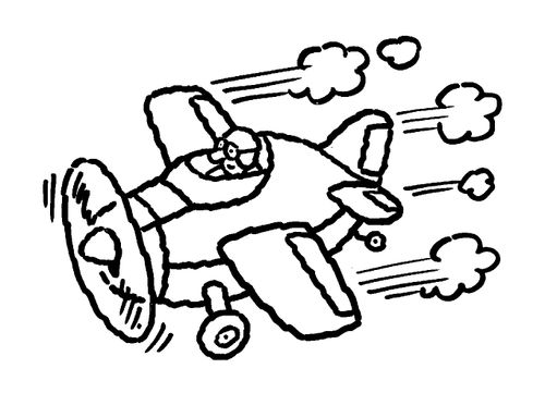 Old fashioned aeroplane with propeller.