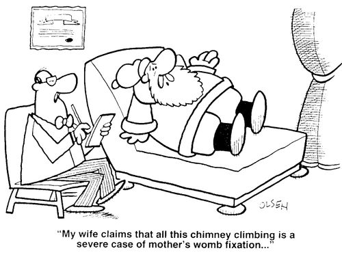 Santa's chimney climbing is a fixation with mothers womb