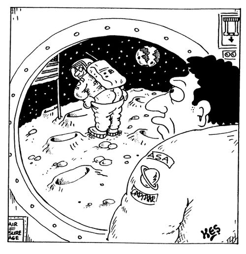 Astronaut 'mooning' at his colleague