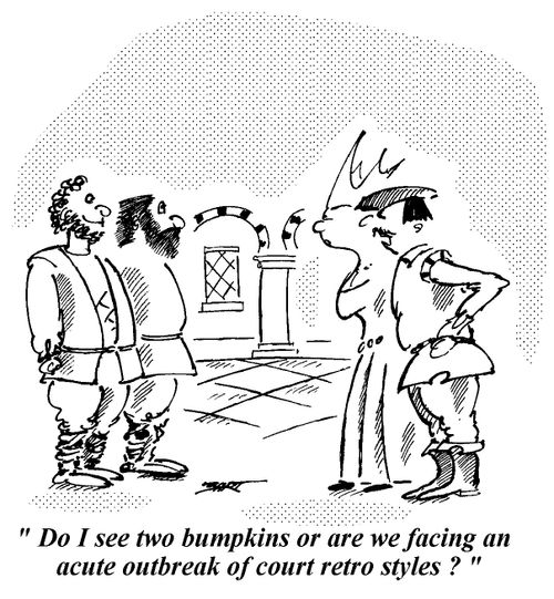 "Do I see two bumpkins or are we facing an acute outbreak of court retro styles,"