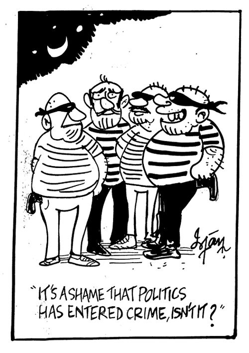 "It's a shame that politics has entered crime, isn't it?"