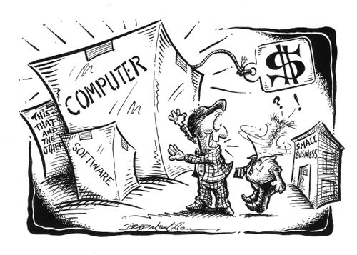 Small business buying an expensive computer system.