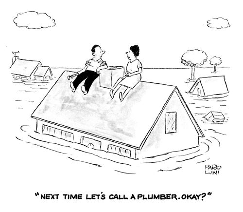 'Next time let's call a plumber, okay?'