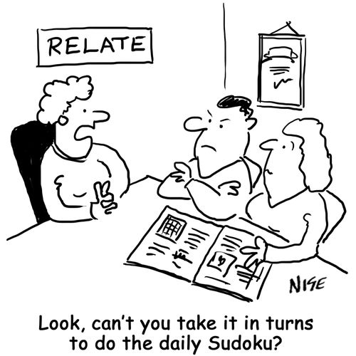 'Look, can't you take it in turns to do the daily Sudoku?'