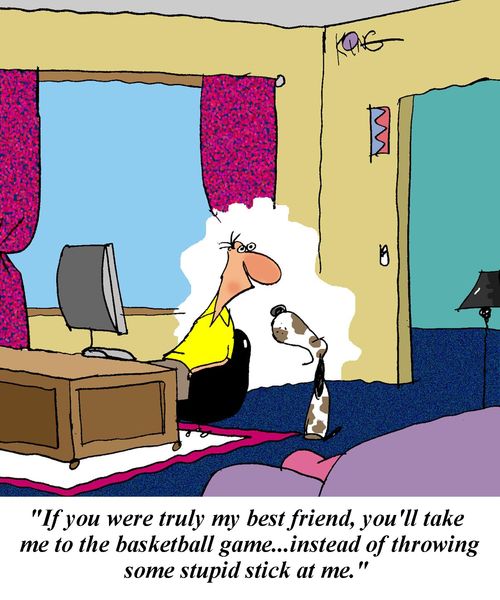 'If you were truly my best friend, you'll take me to the basketball game...instead of throwing some stupid stick at me.'