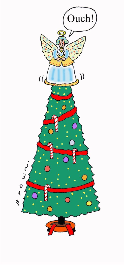 Christmas tree angel - "Ouch!"